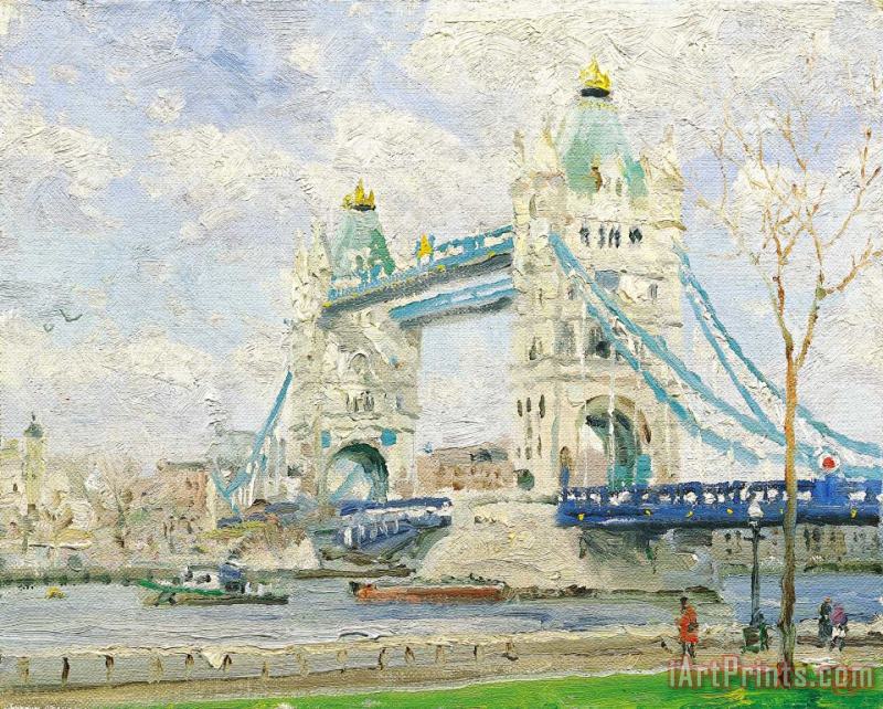 Tower Bridge, London painting - Thomas Kinkade Tower Bridge, London Art Print