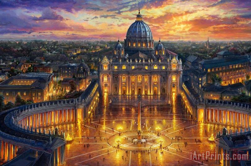 Vatican Sunset painting - Thomas Kinkade Vatican Sunset Art Print