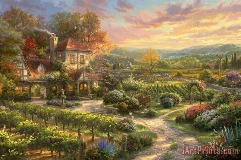 Wine Country Living painting - Thomas Kinkade Wine Country Living Art Print
