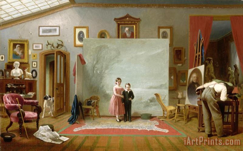 Interior with Portraits painting - Thomas Le Clear Interior with Portraits Art Print