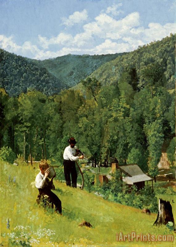 Thomas Pollock Anshutz The Farmer And His Son at Harvesting Art Print