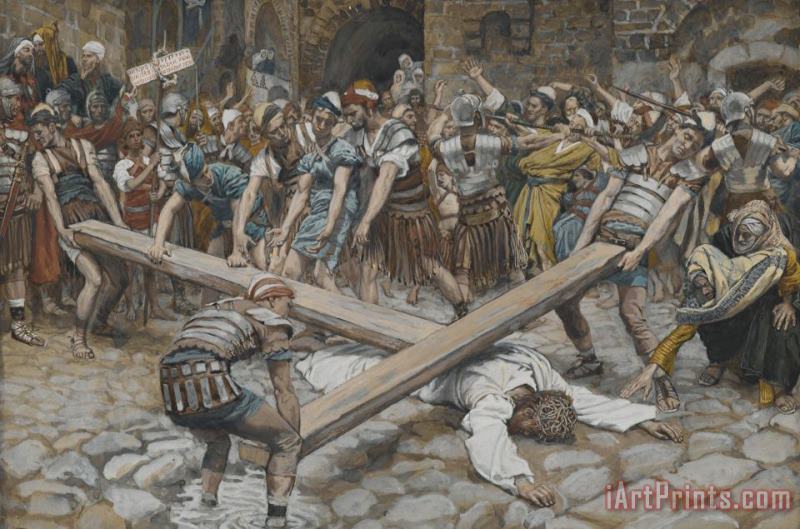 Tissot Simon the Cyrenian Compelled to Carry the Cross with Jesus Art Print