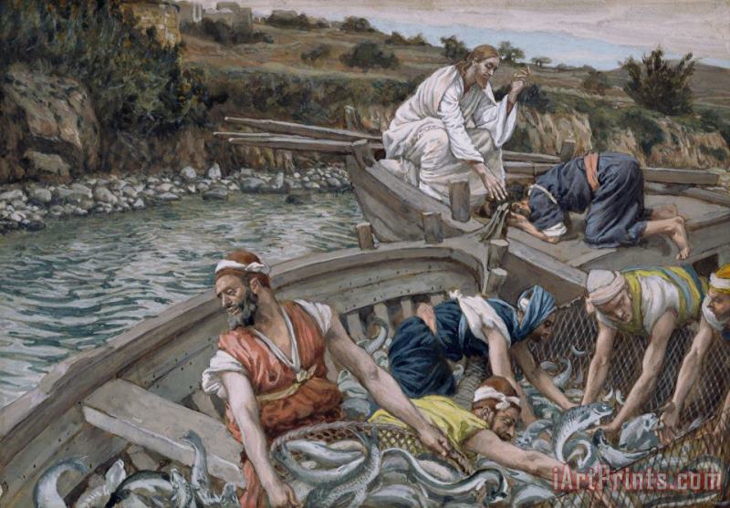 Tissot The First Miraculous Draught of Fish Art Painting