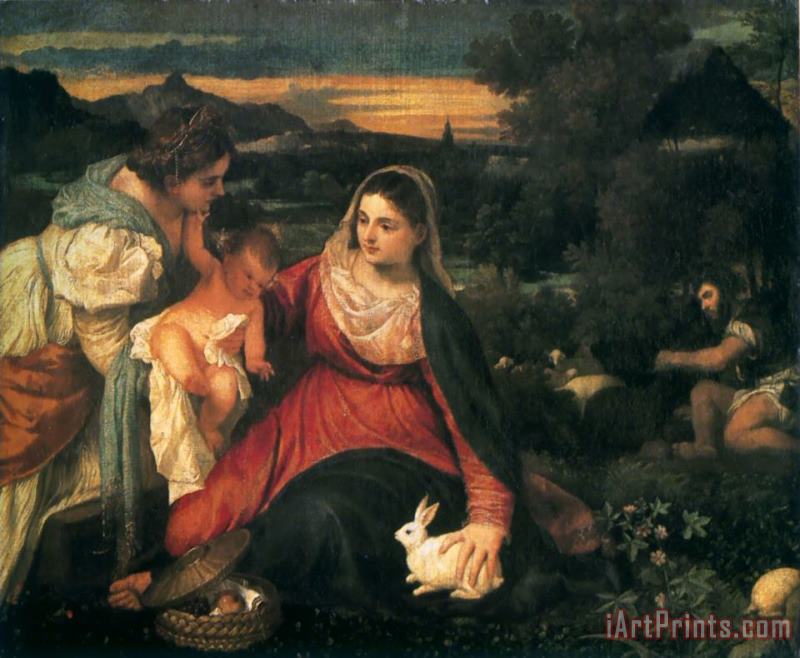 Titian Madonna And Child with St. Catherine And a Rabbit Art Print