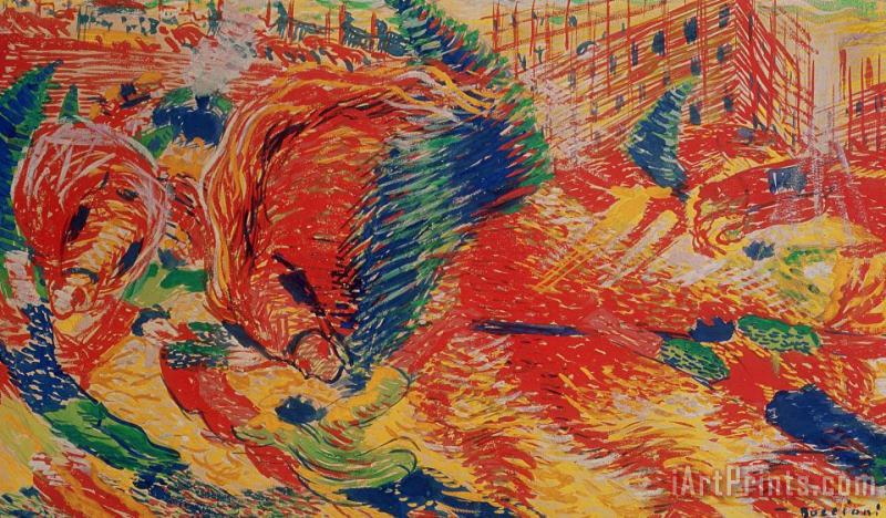 Umberto Boccioni The City Rises Art Painting