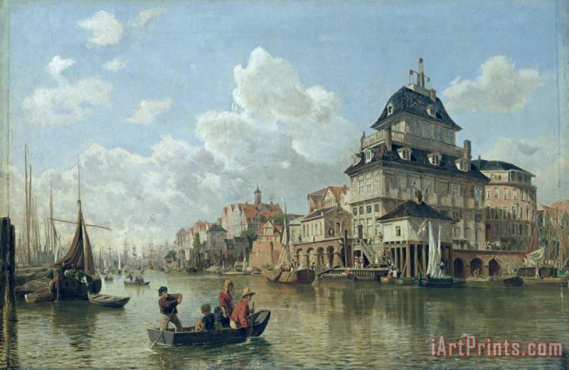 Valentin Ruths The Boat House at Hamburg Harbour Art Painting