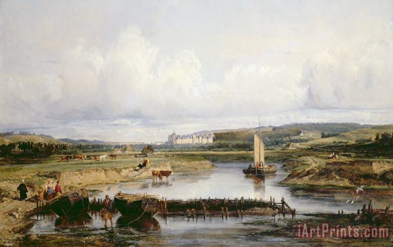 An Extensive River Landscape with a View of the Chateau d'Amboise painting - Victor-Marie-Felix Danvin An Extensive River Landscape with a View of the Chateau d'Amboise Art Print