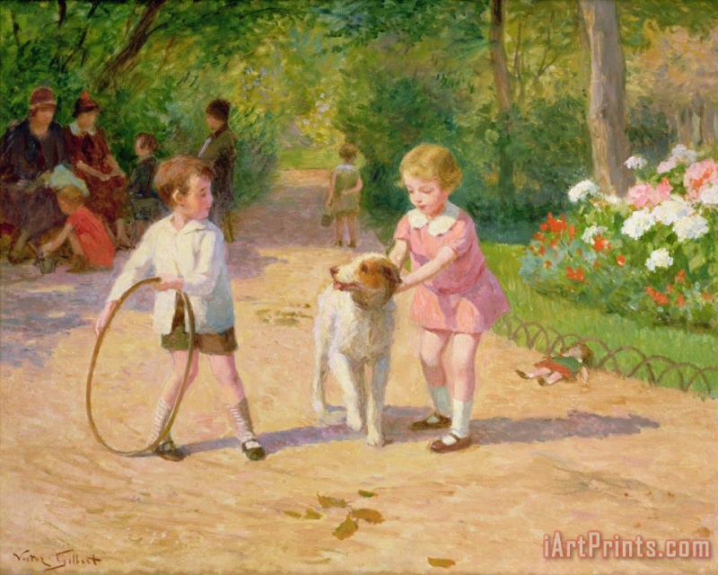 Victor Gabriel Gilbert Playing with the Hoop Art Print