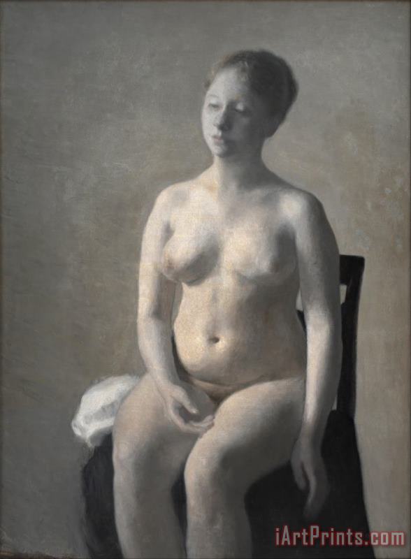 Seated Female Nude painting - Vilhelm Hammershoi Seated Female Nude Art Print