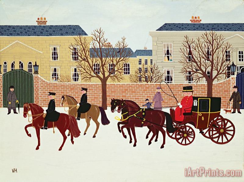 A Carriage Escorted By Police painting - Vincent Haddelsey A Carriage Escorted By Police Art Print
