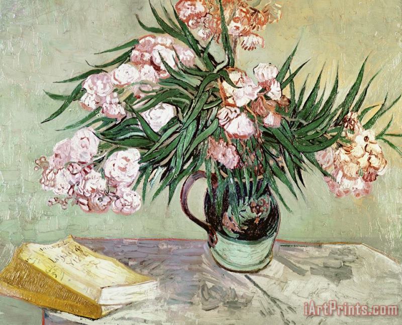Oleanders and Books painting - Vincent van Gogh Oleanders and Books Art Print