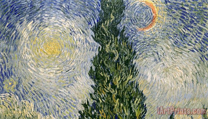 Road With Cypresses painting - Vincent van Gogh Road With Cypresses Art Print