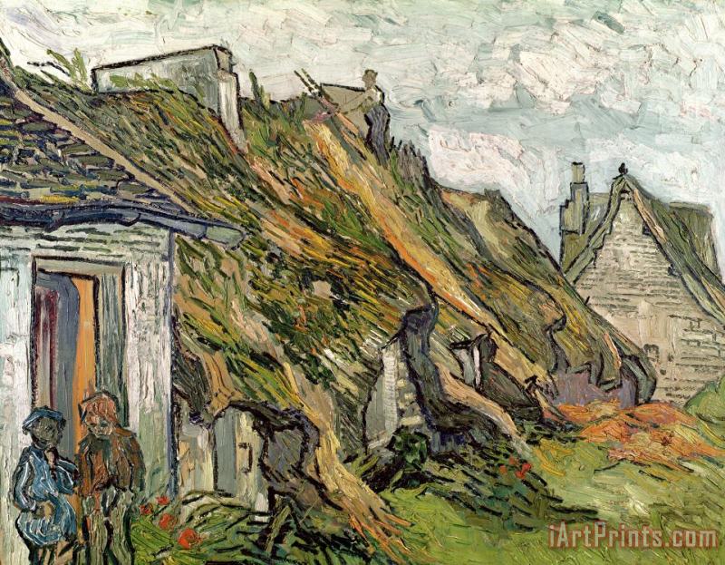 Thatched Cottages In Chaponval painting - Vincent van Gogh Thatched Cottages In Chaponval Art Print