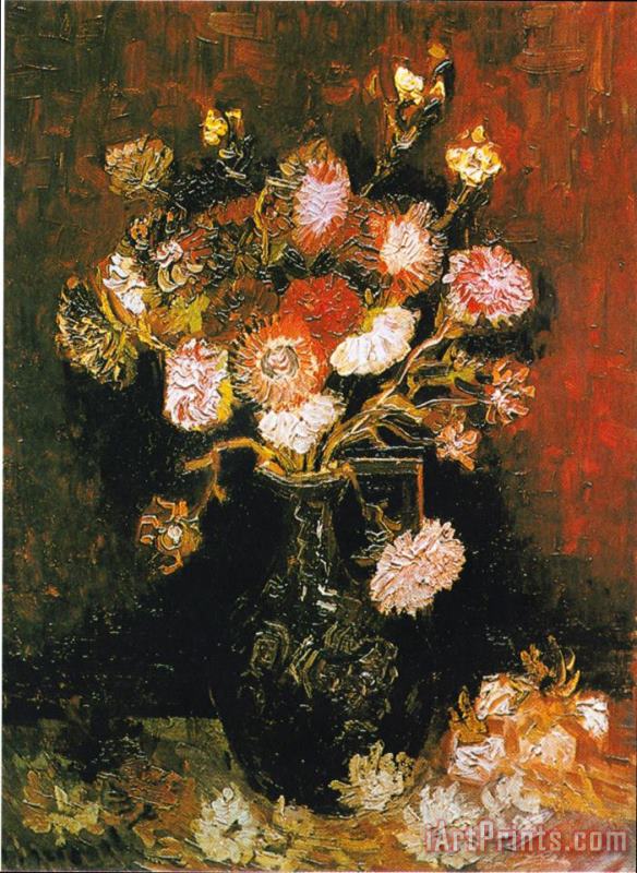 Vase with Asters And Phlox painting - Vincent van Gogh Vase with Asters And Phlox Art Print