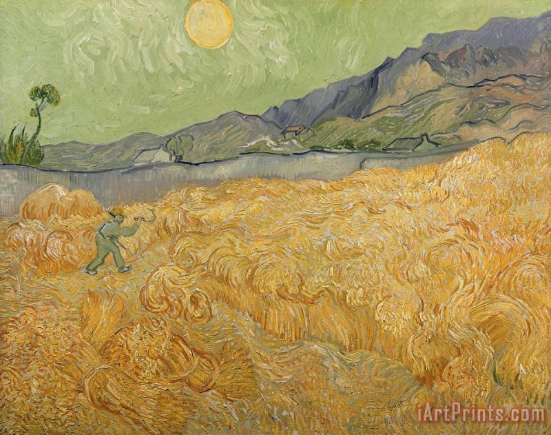 Wheatfield with Reaper painting - Vincent van Gogh Wheatfield with Reaper Art Print