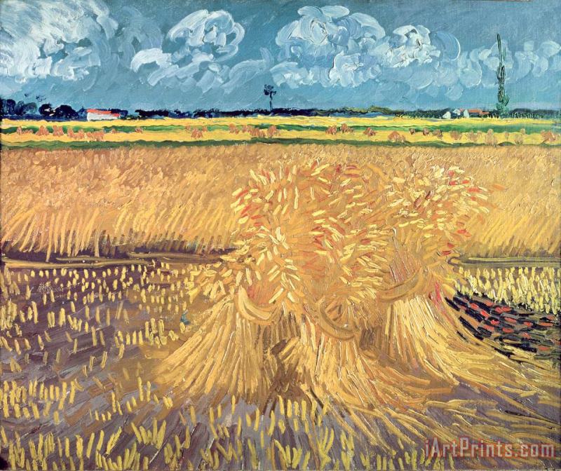 Wheatfield with Sheaves painting - Vincent van Gogh Wheatfield with Sheaves Art Print