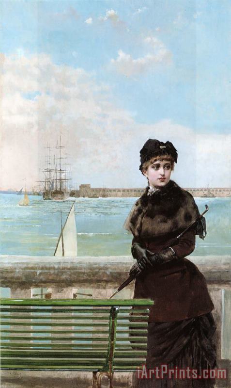 An Elegant Woman at St. Malo painting - Vittorio Matteo Corcos An Elegant Woman at St. Malo Art Print