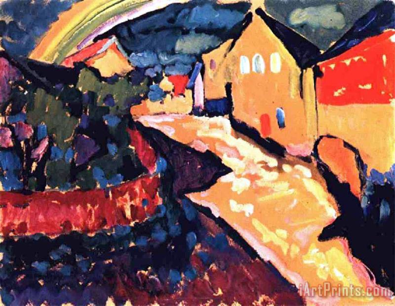 Murnau with Rainbow 1909 painting - Wassily Kandinsky Murnau with Rainbow 1909 Art Print