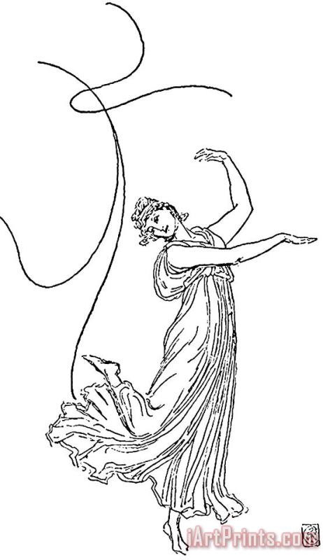 Dancing Figure Line Drawing painting - Water Crane Dancing Figure Line Drawing Art Print