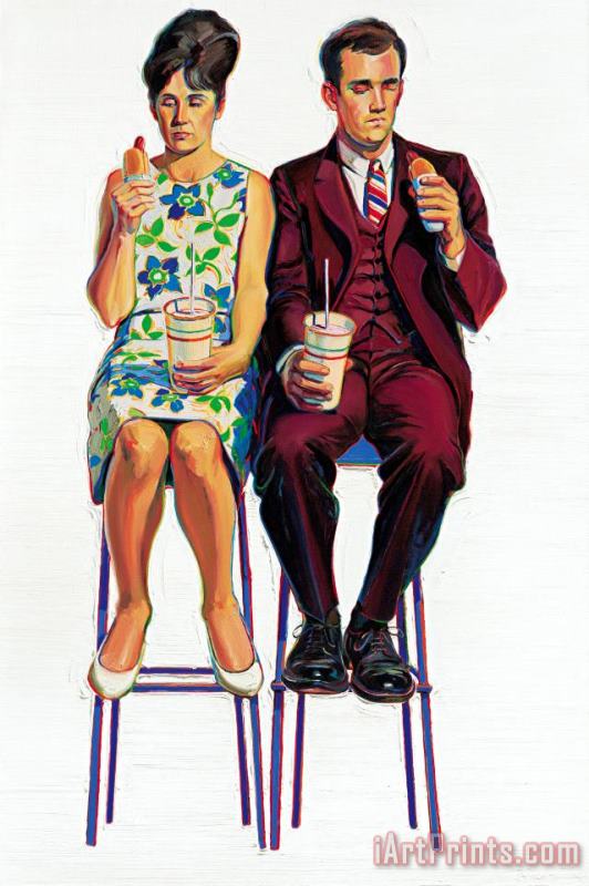 Eating Figures (quick Snack), 1963 painting - Wayne Thiebaud Eating Figures (quick Snack), 1963 Art Print