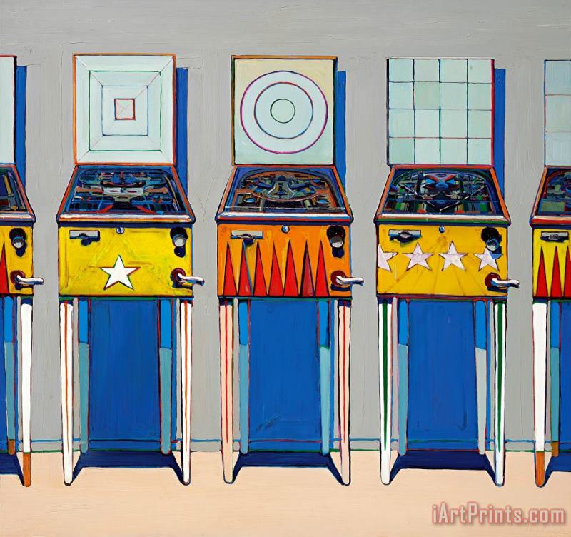 Four Pinball Machines, 1962 painting - Wayne Thiebaud Four Pinball Machines, 1962 Art Print