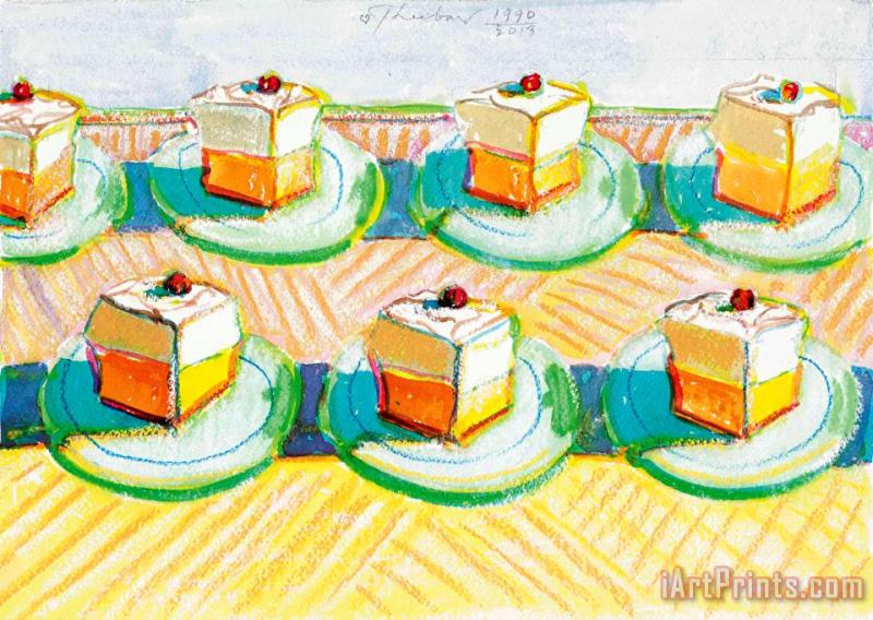 Lemon Meringue Pie Slices, 2013 painting - Wayne Thiebaud Lemon Meringue Pie Slices, 2013 Art Print
