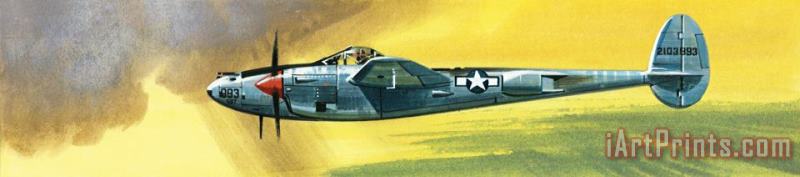 Lockheed P-38J Lightning painting - Wilf Hardy Lockheed P-38J Lightning Art Print