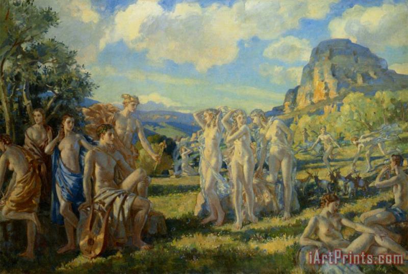 Wilfred Gabriel De Glehn The Poet Accompanied by Some of The Muses Finds Inspiration in Nature Art Print