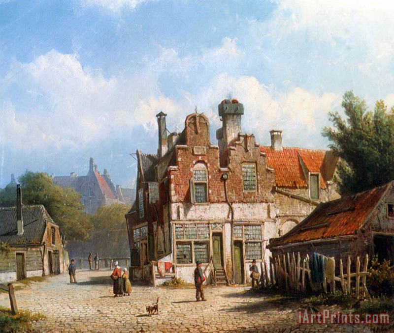 Willem Koekkoek A Dutch Town Scene Art Painting