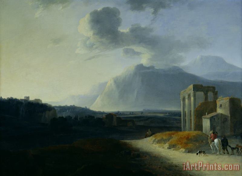 Landscape with Mount Stromboli painting - Willem Schellinks Landscape with Mount Stromboli Art Print