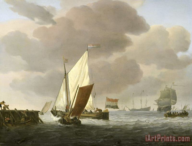 Willem van de Velde Ships Near The Coast in Windy Weather Art Print
