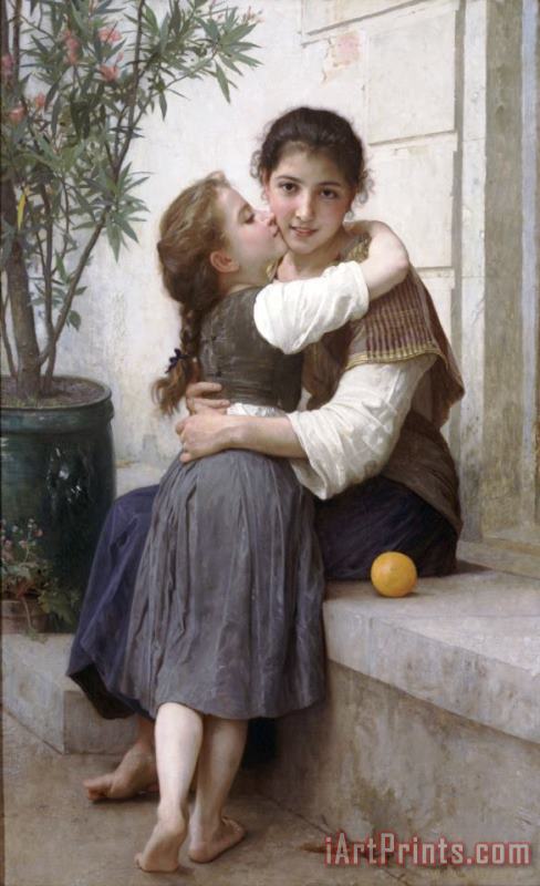 A Little Coaxing (1890) painting - William Adolphe Bouguereau A Little Coaxing (1890) Art Print