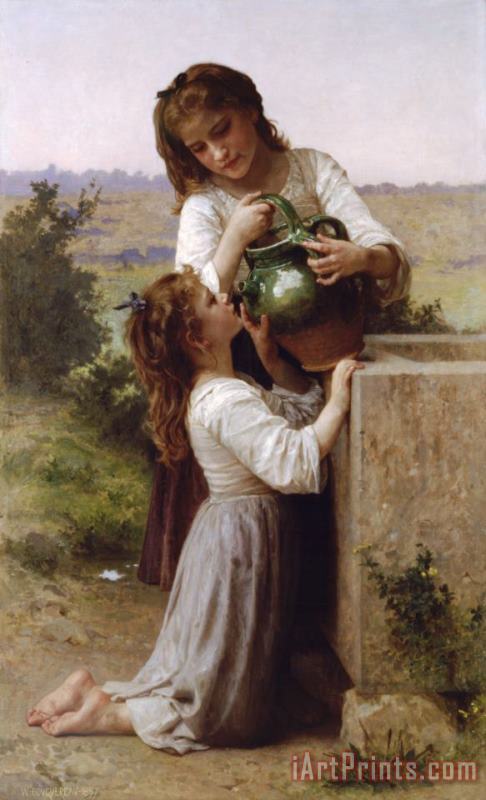 William Adolphe Bouguereau At The Fountain Art Print