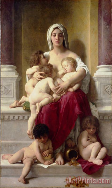 Charity (1878) painting - William Adolphe Bouguereau Charity (1878) Art Print