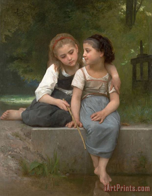 William Adolphe Bouguereau Fishing for Frogs Art Print