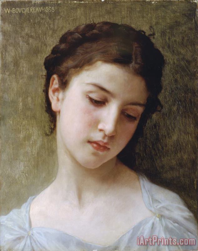 William Adolphe Bouguereau Head of a Young Girl Art Print