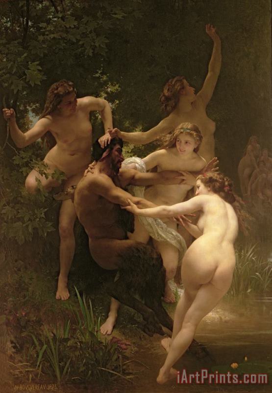 William Adolphe Bouguereau Nymphs and Satyr Art Painting