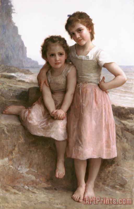 William Adolphe Bouguereau On The Rocky Beach Art Painting