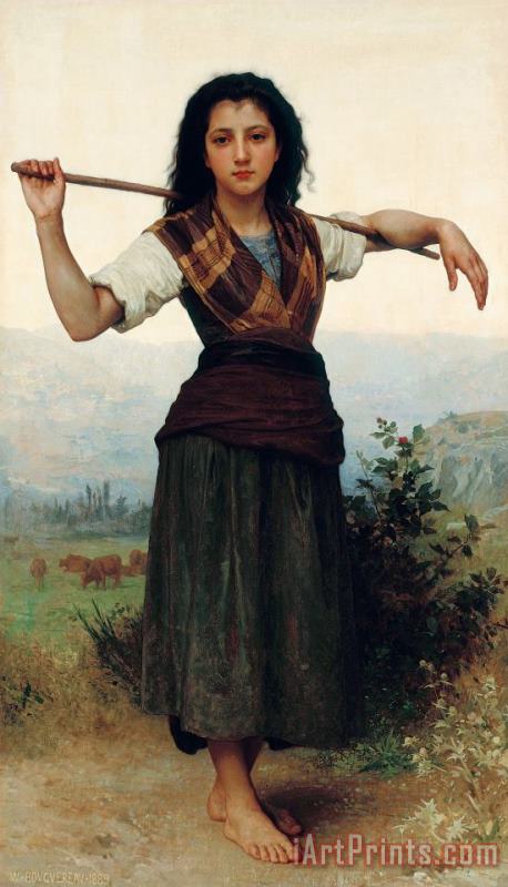 Shepherdess painting - William Adolphe Bouguereau Shepherdess Art Print