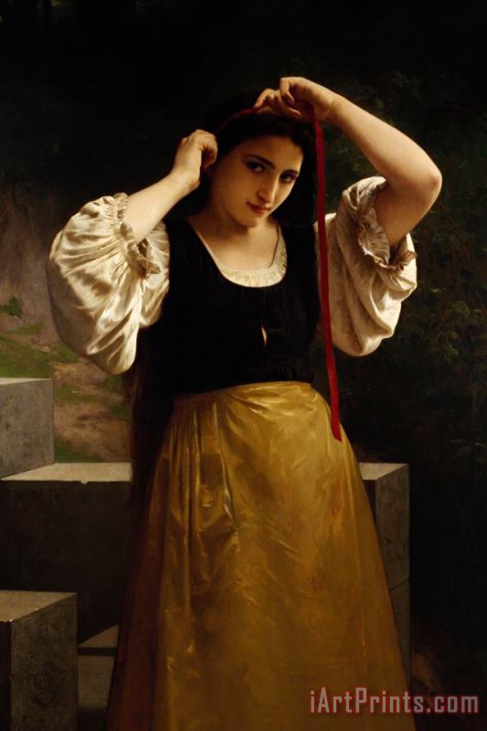 William Adolphe Bouguereau The Red Ribbon Art Print