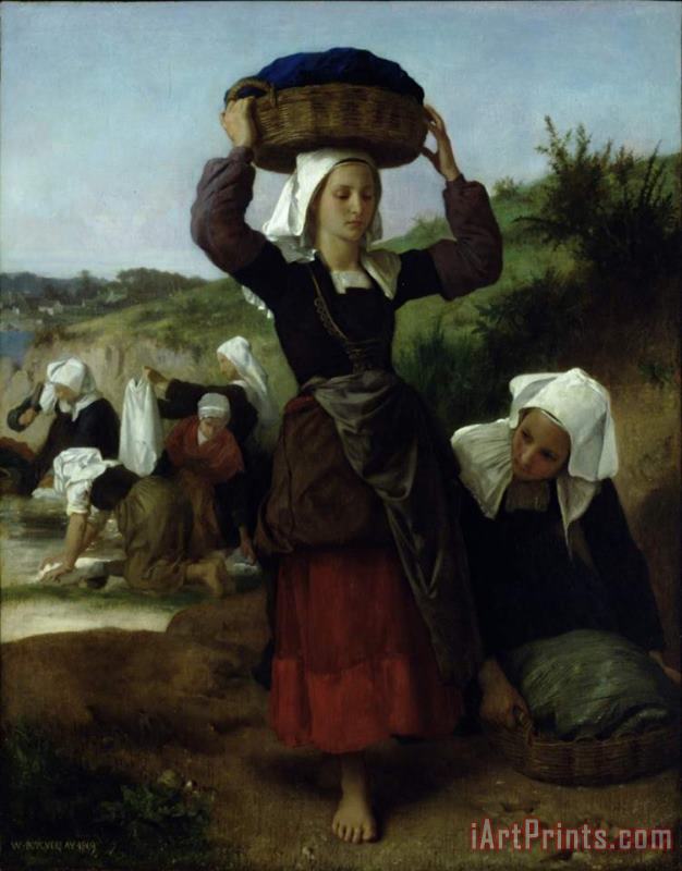 Washerwomen of Fouesnant painting - William Adolphe Bouguereau Washerwomen of Fouesnant Art Print