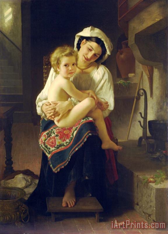 William Adolphe Bouguereau Young Mother Gazing at Her Child Art Painting