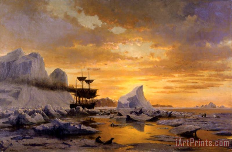 William Bradford The Ice Dwellers Watching The Invaders Art Painting