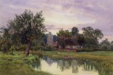 William Fraser Garden - Evening at Hemingford Grey Church in Huntingdonshire painting