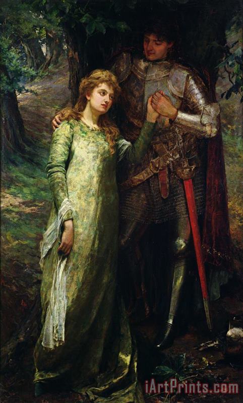 A knight and his lady painting - William G Mackenzie A knight and his lady Art Print