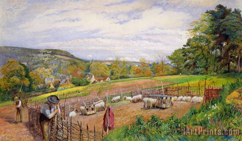 Mending the Sheep Pen painting - William Henry Millais Mending the Sheep Pen Art Print