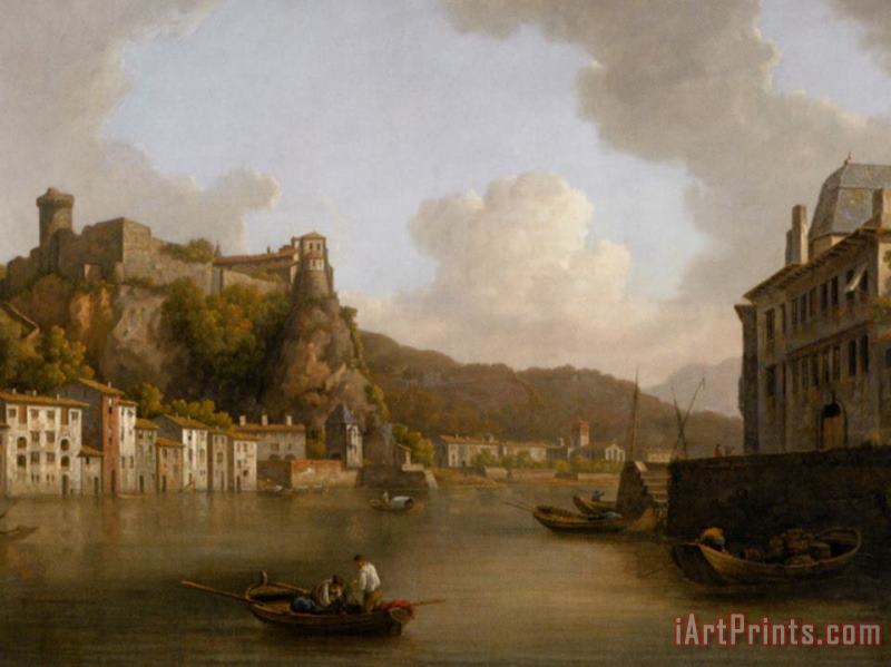 View of The Chateau De Pierre Encise on The Rhone Lyon painting - William Marlow View of The Chateau De Pierre Encise on The Rhone Lyon Art Print