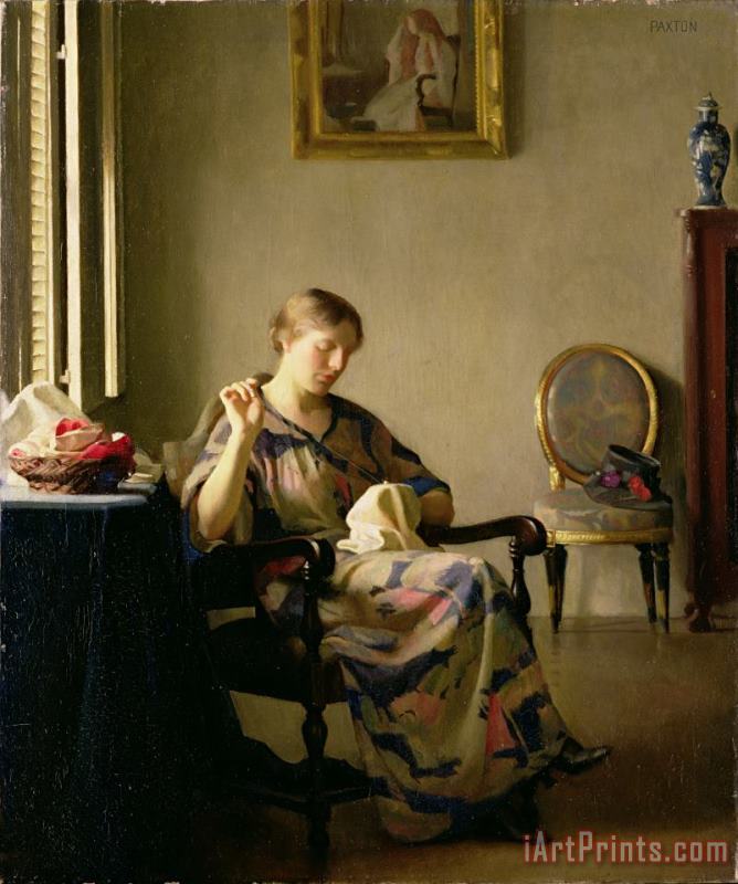 Woman Sewing painting - William McGregor Paxton Woman Sewing Art Print