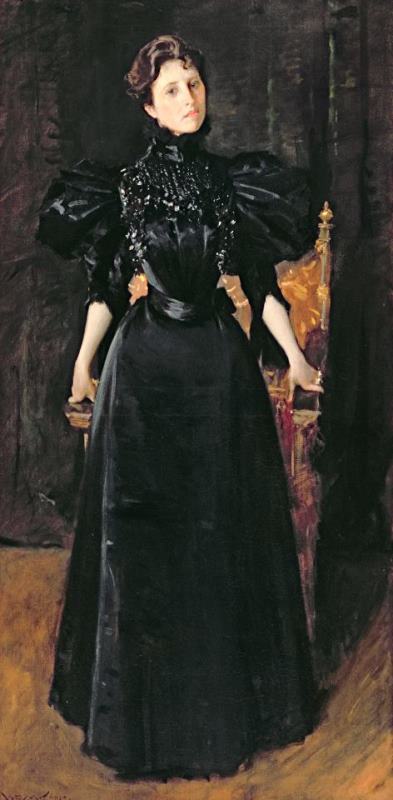 William Merritt Chase Portrait of a Lady in Black Art Painting