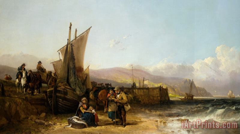 Bargaining for The Catch painting - William Shayer, Snr Bargaining for The Catch Art Print
